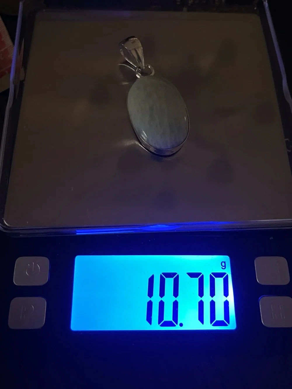 Exceptional .925 SS Amazonite handcrafted oval cabachon pendant  10.75 g 30x20mm